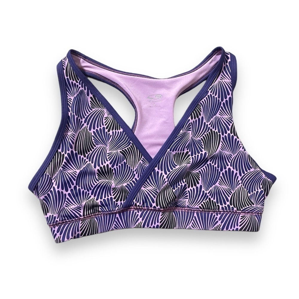 Champions women’s purple racer back sports bra vneck athletic wear top workout